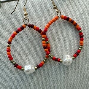 Colorful Beaded Hoop Earrings
